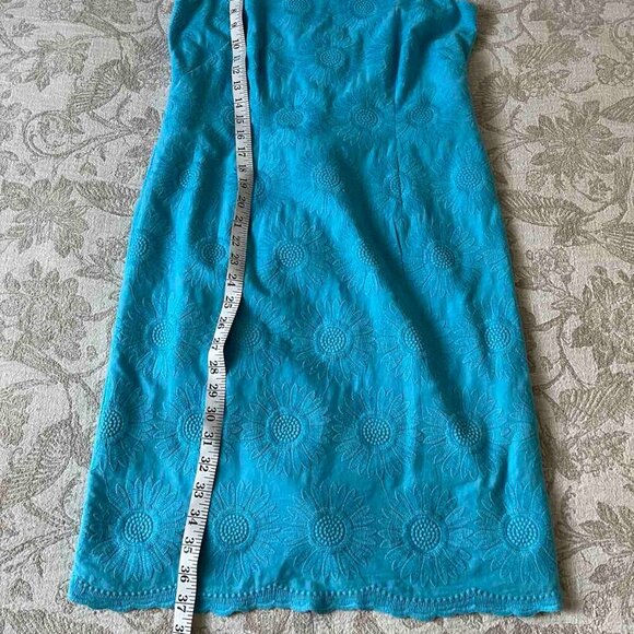 Talbots Blue Embroidered Sunflower Sheath Dress - Picture 11 of 11